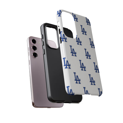 Blue LA Monogram Pattern Phone Case | Minimal Baseball Inspired Tough Cover
