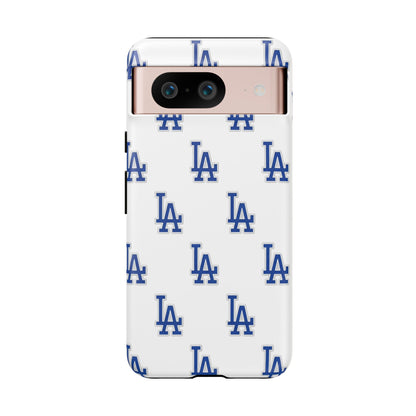 Blue LA Monogram Pattern Phone Case | Minimal Baseball Inspired Tough Cover