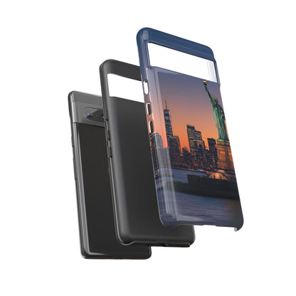 Statue of Liberty Sunset Phone Case – New York City Skyline Travel Aesthetic Tough Case