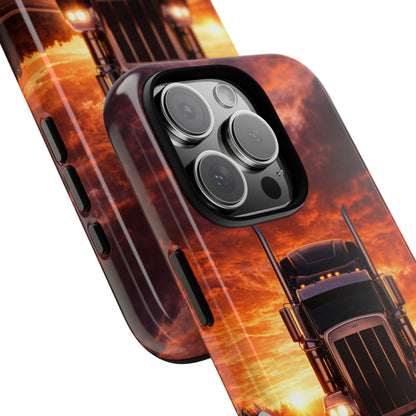 Big Rig Truck Phone Case Sunset Highway Semi Truck iPhone Samsung Cover
