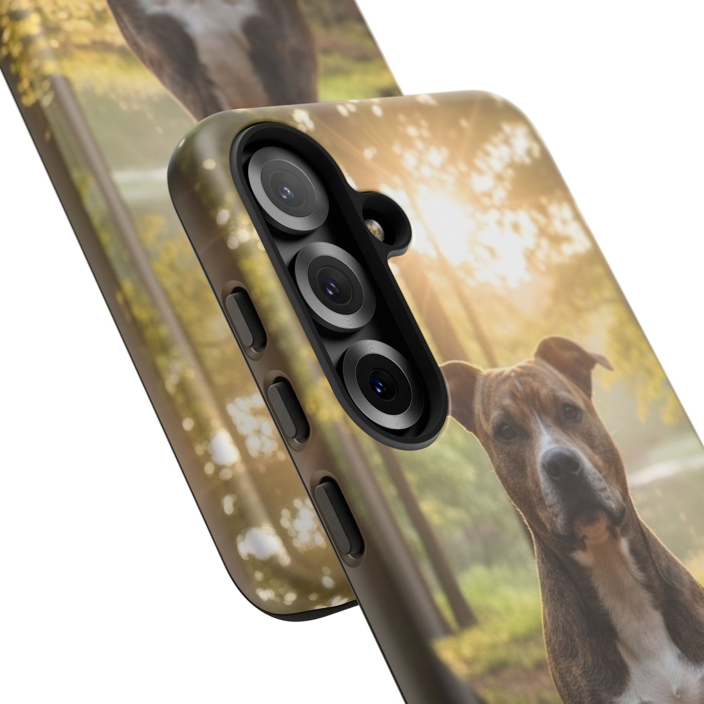 Pitbull Portrait Phone Case | Dog Lover Tough Case, Sunset Forest