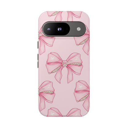 Pink Bow Pattern Phone Case | Coquette Aesthetic Tough Protective Case