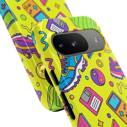 90s Retro Neon Phone Case – Y2K Nostalgia Colorful Icons Tough Protective Case