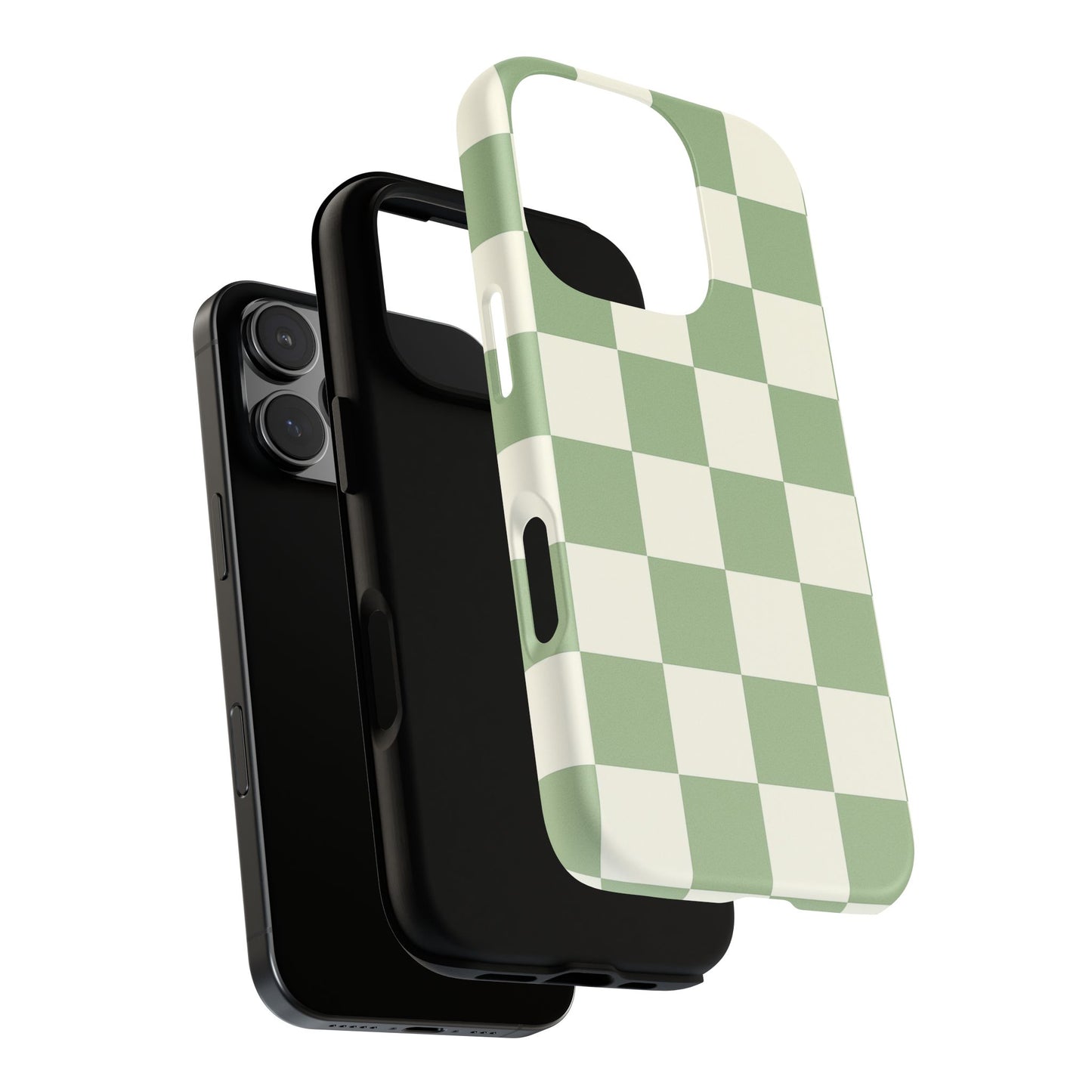 Sage Green Checkerboard Phone Case | Minimal Aesthetic Checkered iPhone & Samsung Tough Case