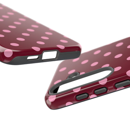 Pink Polka Dot Phone Case – Cute Aesthetic Tough Protective Phone Cover for Iphone, Samsung Galaxy and Pixel