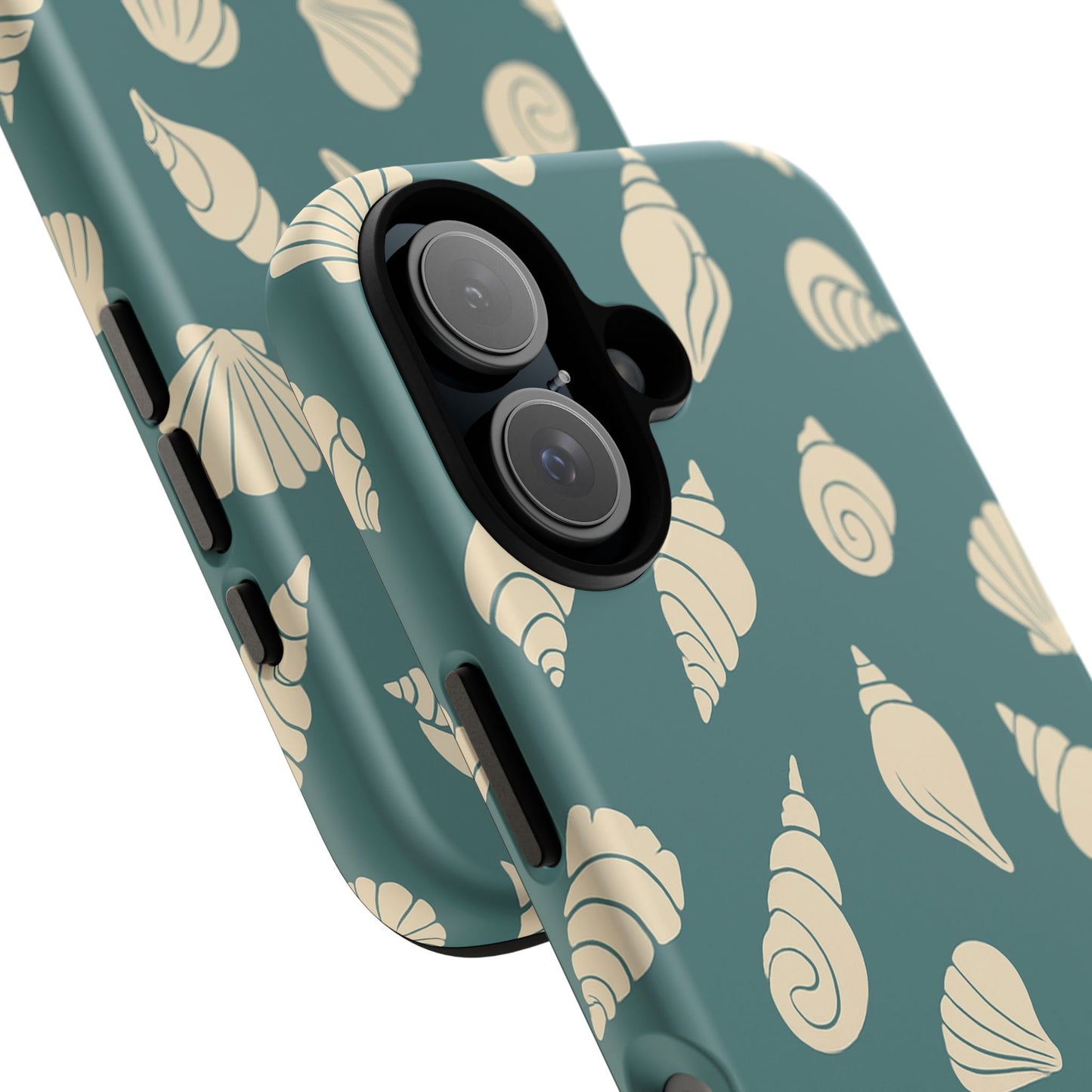 Seashell Pattern Phone Case | Teal Coastal Shells Tough Case for Iphone, Samsung Galaxy and Pixel