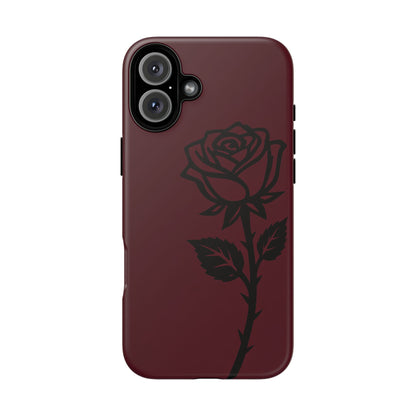 Black Rose Burgundy iPhone Case | Dark Aesthetic Shockproof Protective Cover