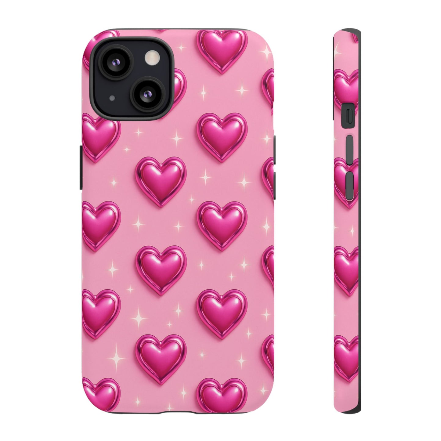 Pink Heart Pattern Phone Case | Tough Protective Case for Iphone, Samsung Galaxy and Pixel