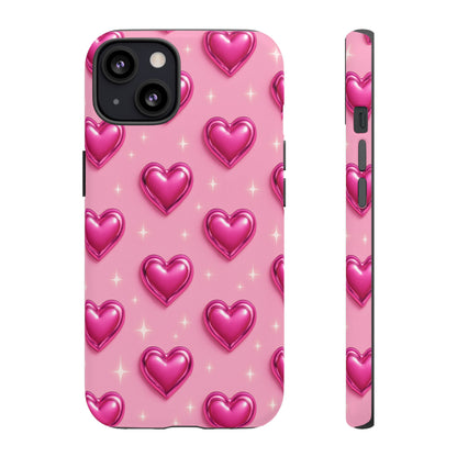 Pink Heart Pattern Phone Case | Tough Protective Case for Iphone, Samsung Galaxy and Pixel