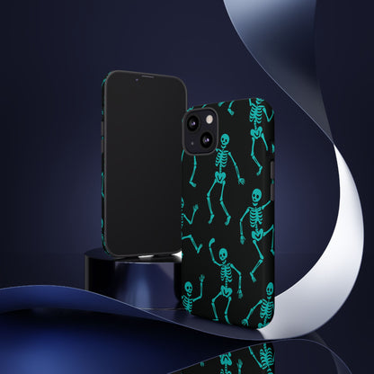 Dancing Teal Skeletons Phone Case | Tough Protective Case for Iphone, Samsung Galaxy and Pixel