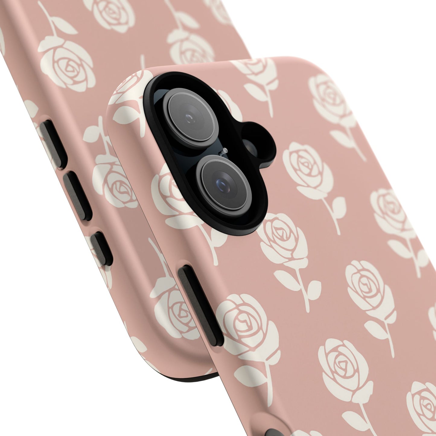 White Rose Pattern Tough Phone Case | Elegant Floral Aesthetic Case for Iphone, Samsung Galaxy and Pixel