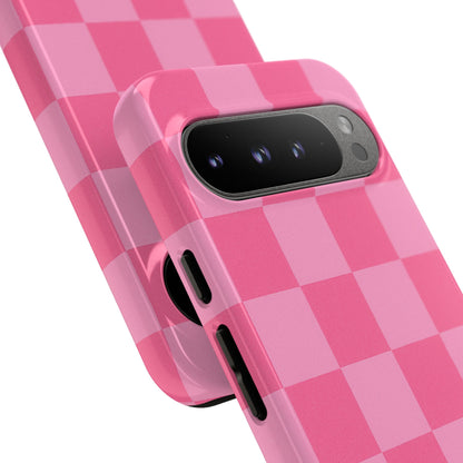 Pink Checkerboard Phone Case | Cute Aesthetic Checkered iPhone & Samsung Tough Case