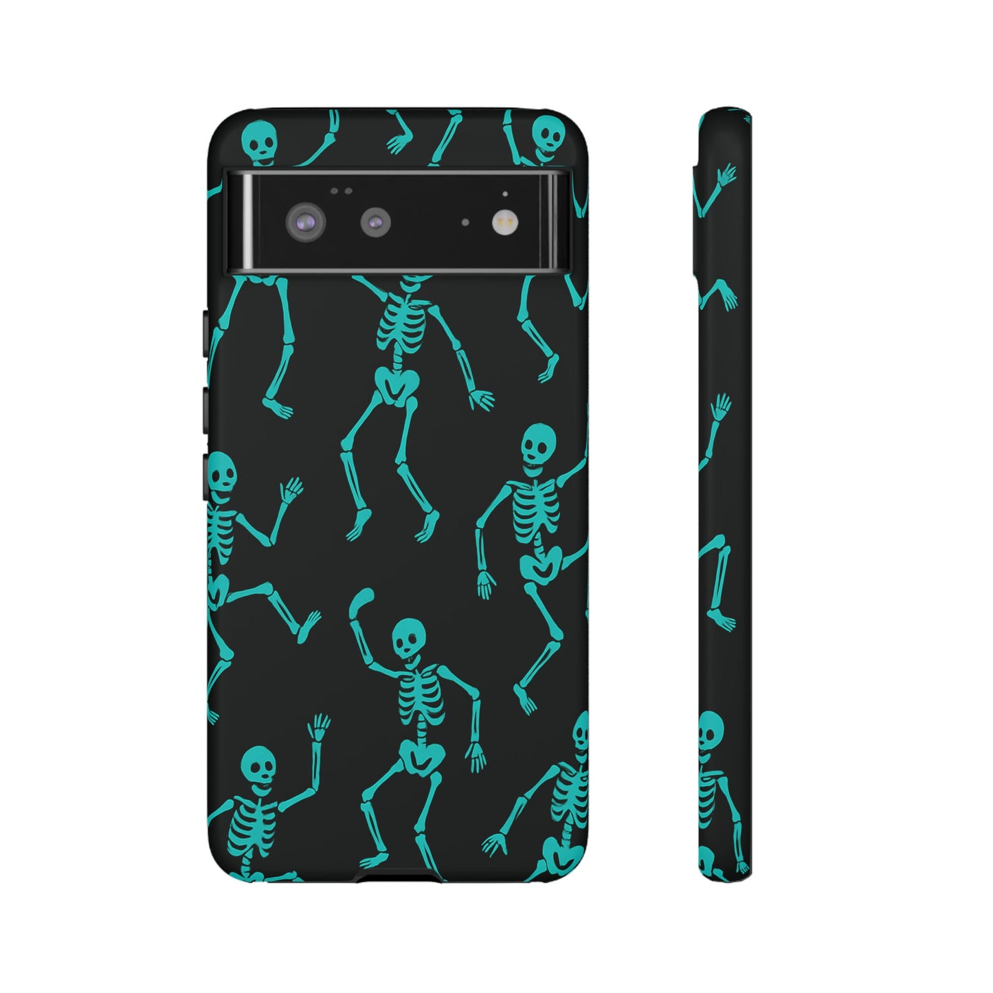 Dancing Teal Skeletons Phone Case | Tough Protective Case for Iphone, Samsung Galaxy and Pixel