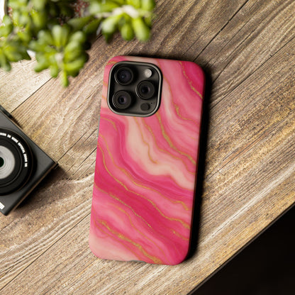 Pink Marble Phone Case | Rose Gold Swirl Aesthetic Tough Protective Case