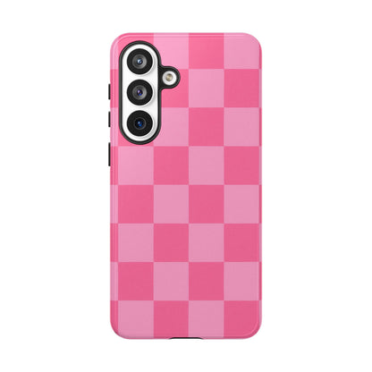 Pink Checkerboard Phone Case | Cute Aesthetic Checkered iPhone & Samsung Tough Case