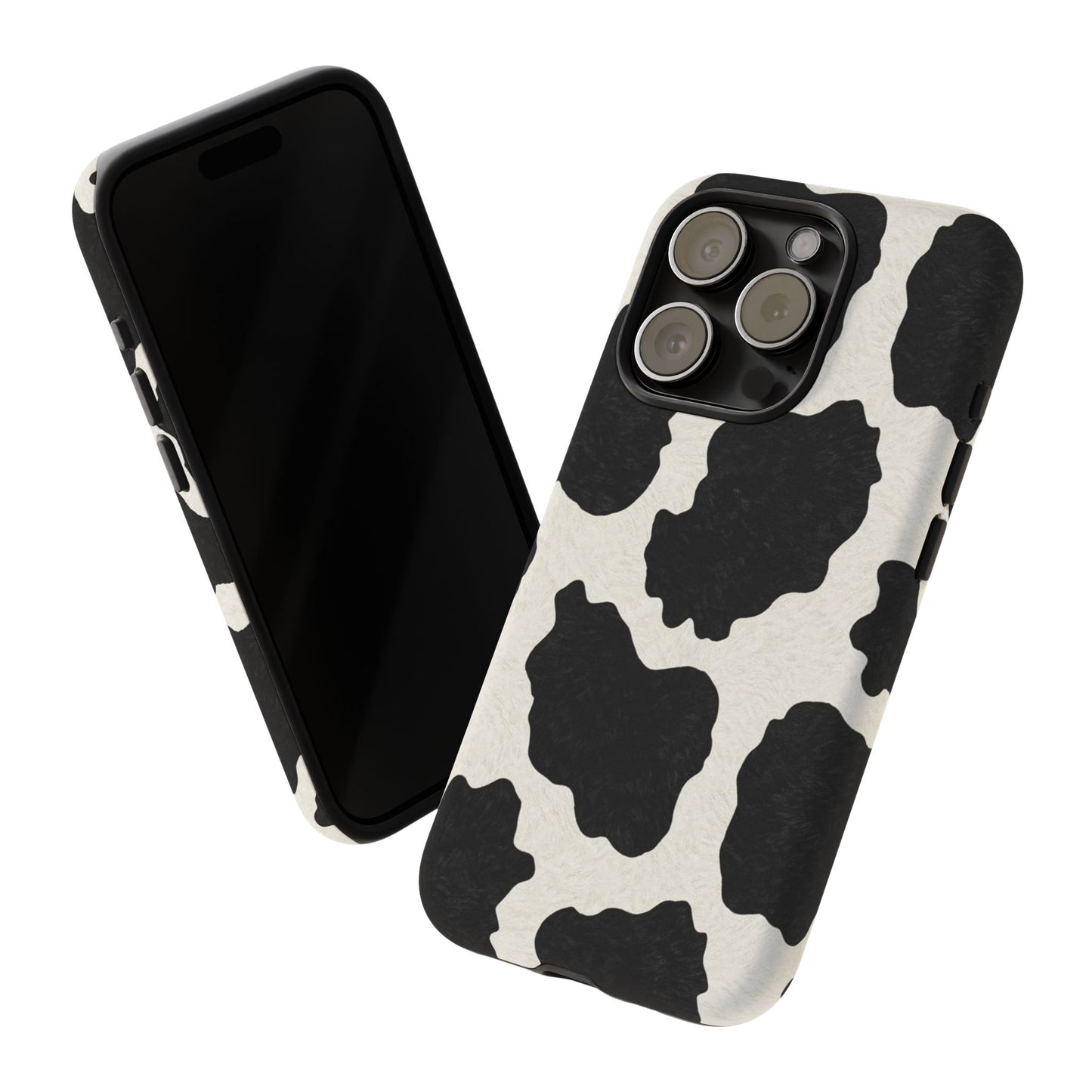 Black & White Cow Print Phone Case | Western Aesthetic iPhone & Samsung Tough Case