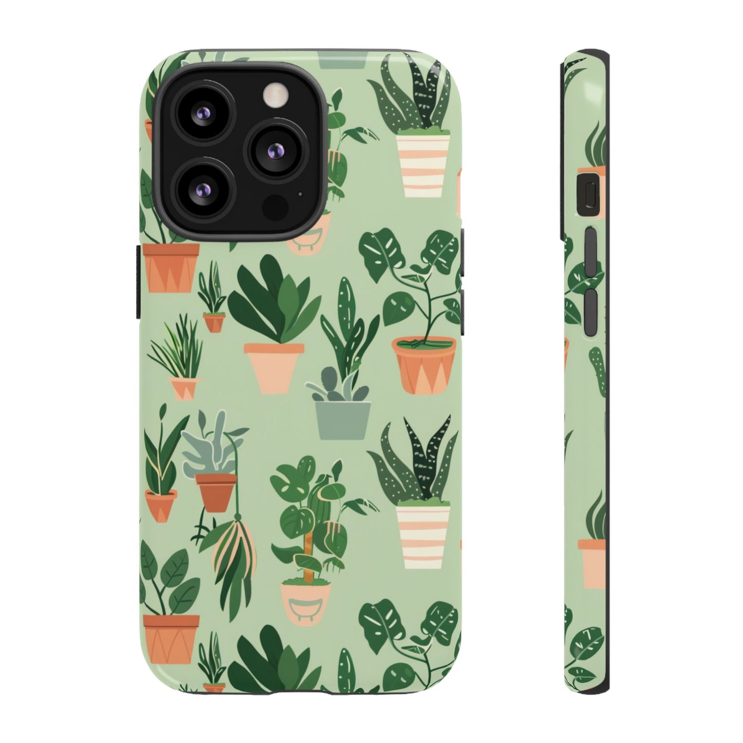 Plant Lover Phone Case | Cute Potted Plants Pattern | Botanical Aesthetic Tough Case