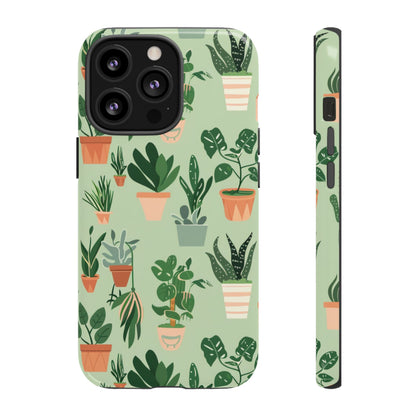 Plant Lover Phone Case | Cute Potted Plants Pattern | Botanical Aesthetic Tough Case