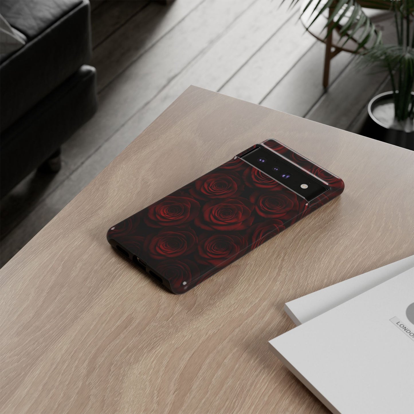 Dark Red Rose Phone Case – Gothic Floral Tough Case (iPhone, Samsung, Pixel)