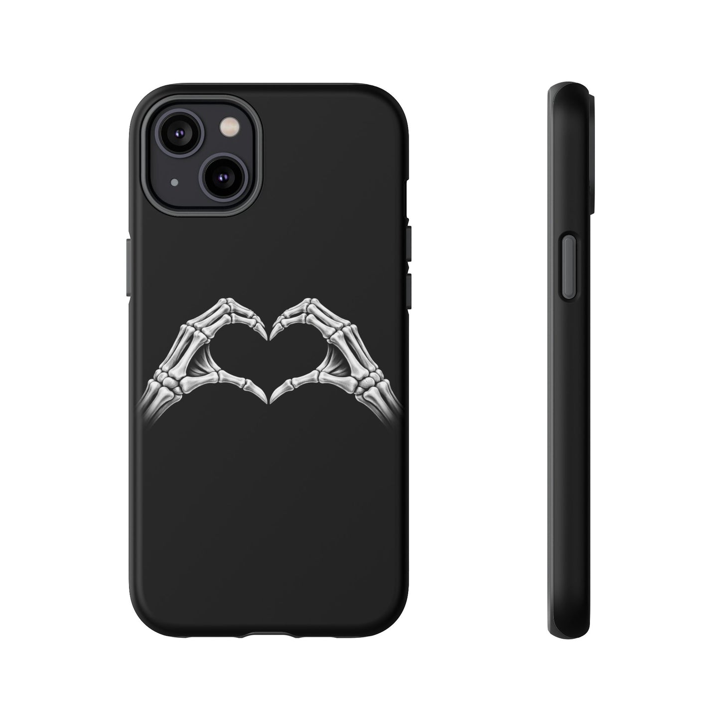 Skeleton Hands Heart Phone Case | Gothic Black Protective Cover
