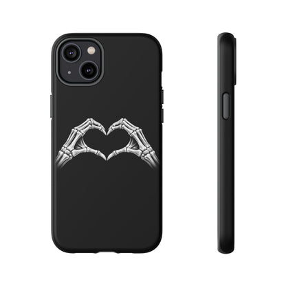 Skeleton Hands Heart Phone Case | Gothic Black Protective Cover