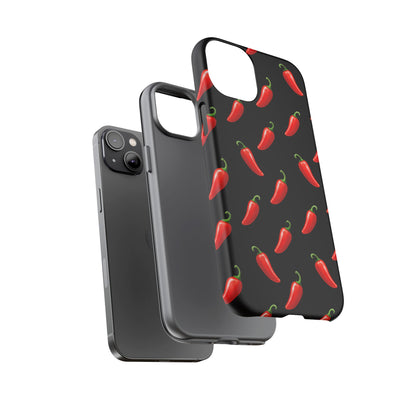 Spicy Chili Pepper Phone Case – Black Cute Hot Pepper Tough Cover for Iphone, Samsung Galaxy and Pixel