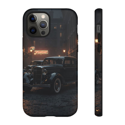 Vintage Classic Car Phone Case | Retro Noir Aesthetic | 1930s Street Scene Tough Case for iPhone & Samsung