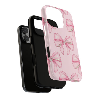 Pink Bow Pattern Phone Case | Coquette Aesthetic Tough Protective Case