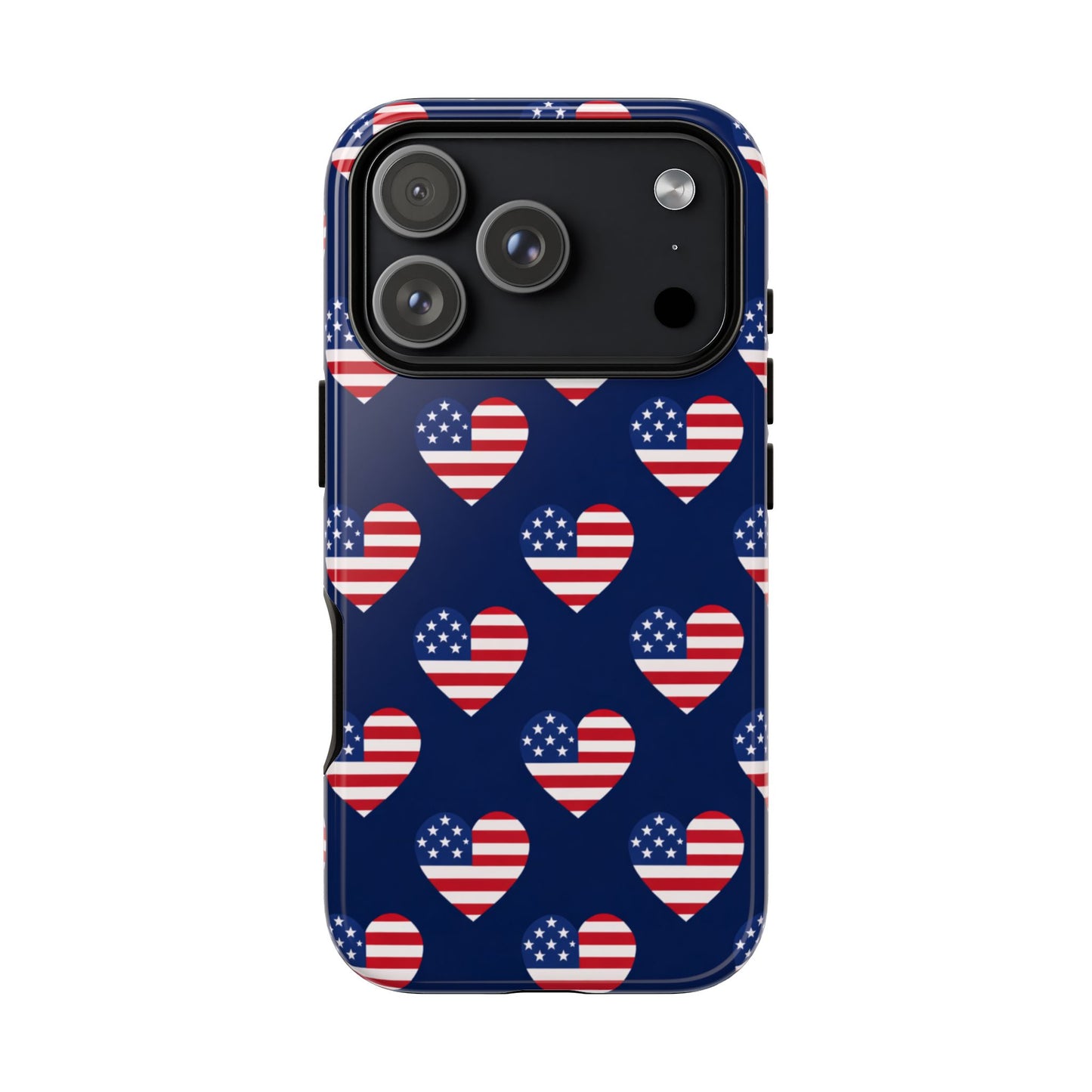 Patriotic American Flag Heart Phone Case – Tough Shockproof, USA Stars & Stripes for Iphone, Samsung Galaxy and Pixel