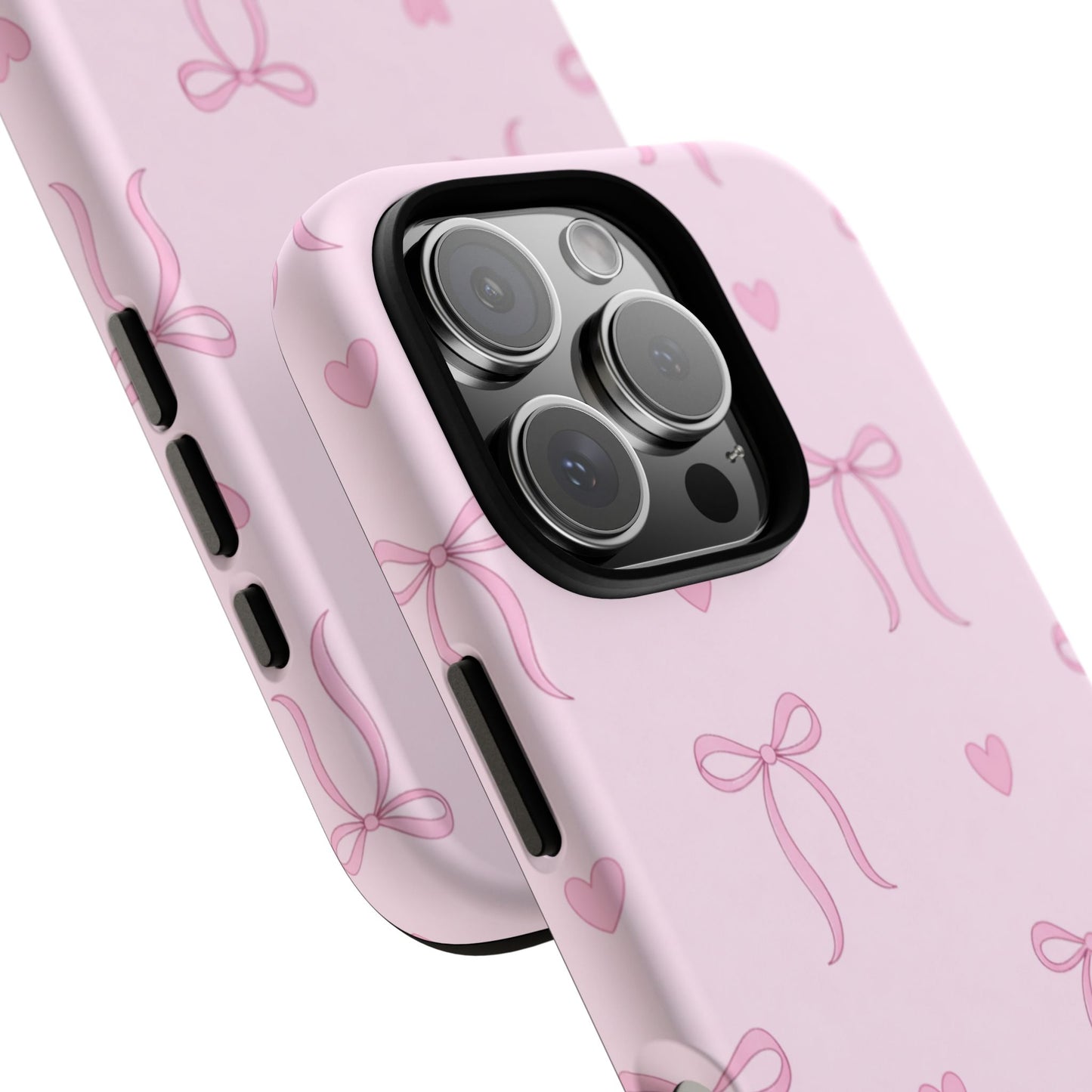 Pink Bow Heart Aesthetic Phone Case – Coquette Cute Tough Cover