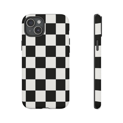 Black & White Checkerboard Phone Case – Classic Aesthetic Tough Protective Case