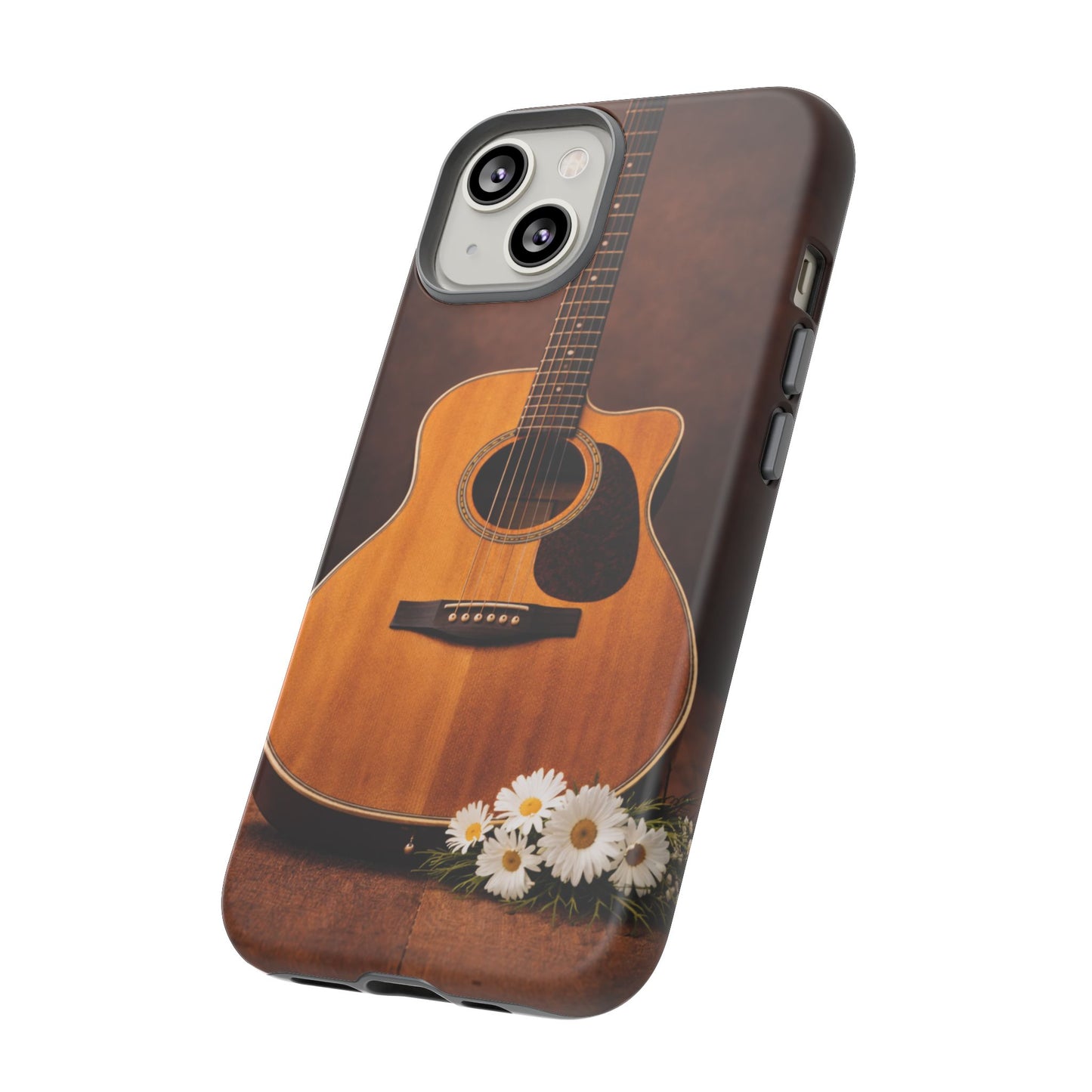 Acoustic Guitar Daisy Phone Case | Rustic Music Lover Tough Cover