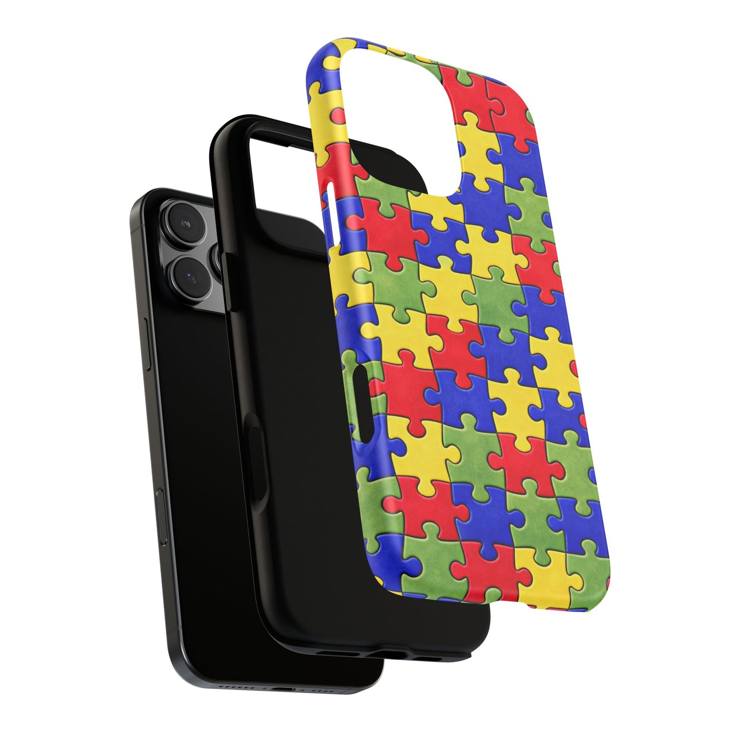 Colorful Puzzle Phone Case, Autism Awareness Jigsaw Design, Tough Protective Case, iPhone & Samsung Case, Vibrant Puzzle Pattern