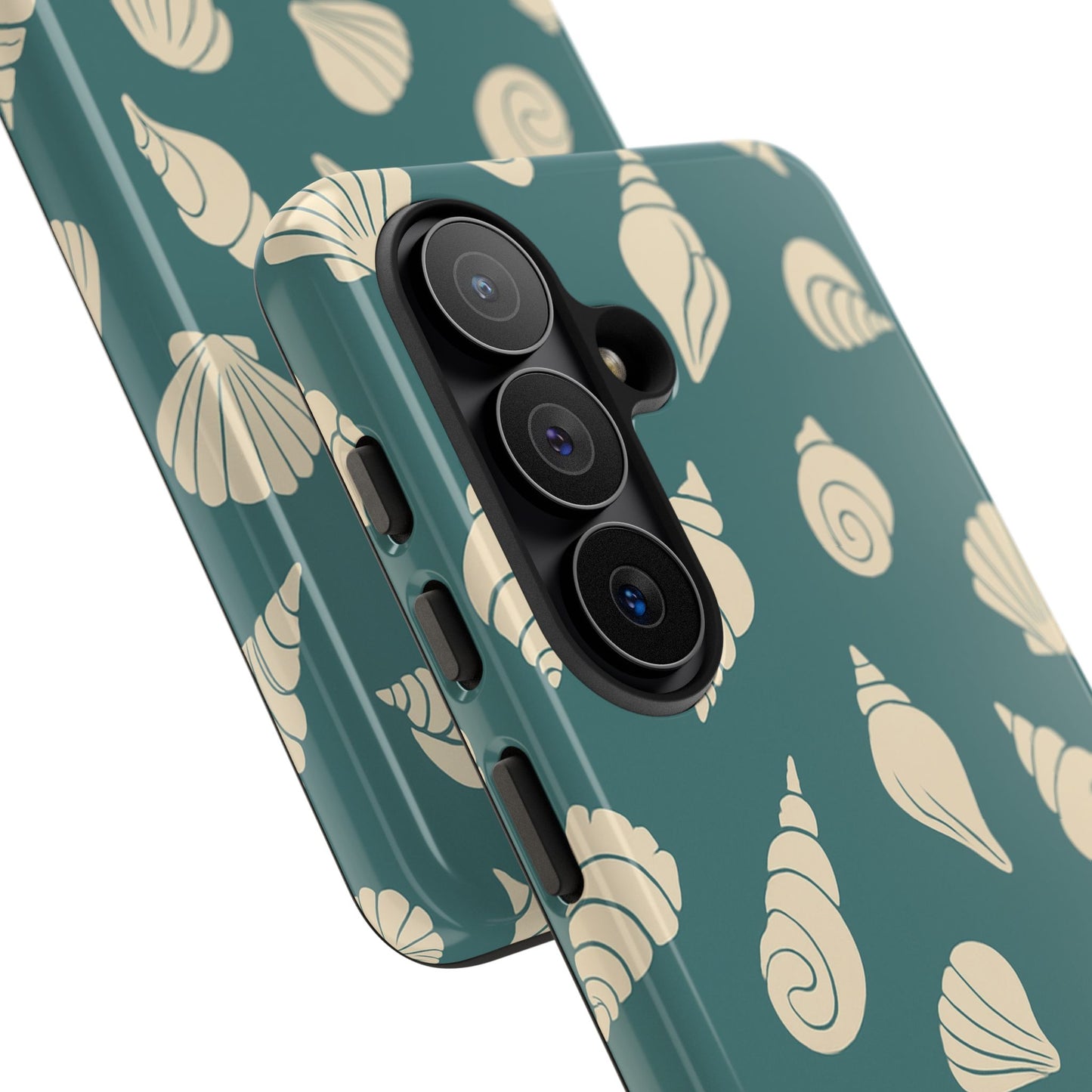 Seashell Pattern Phone Case | Teal Coastal Shells Tough Case for Iphone, Samsung Galaxy and Pixel