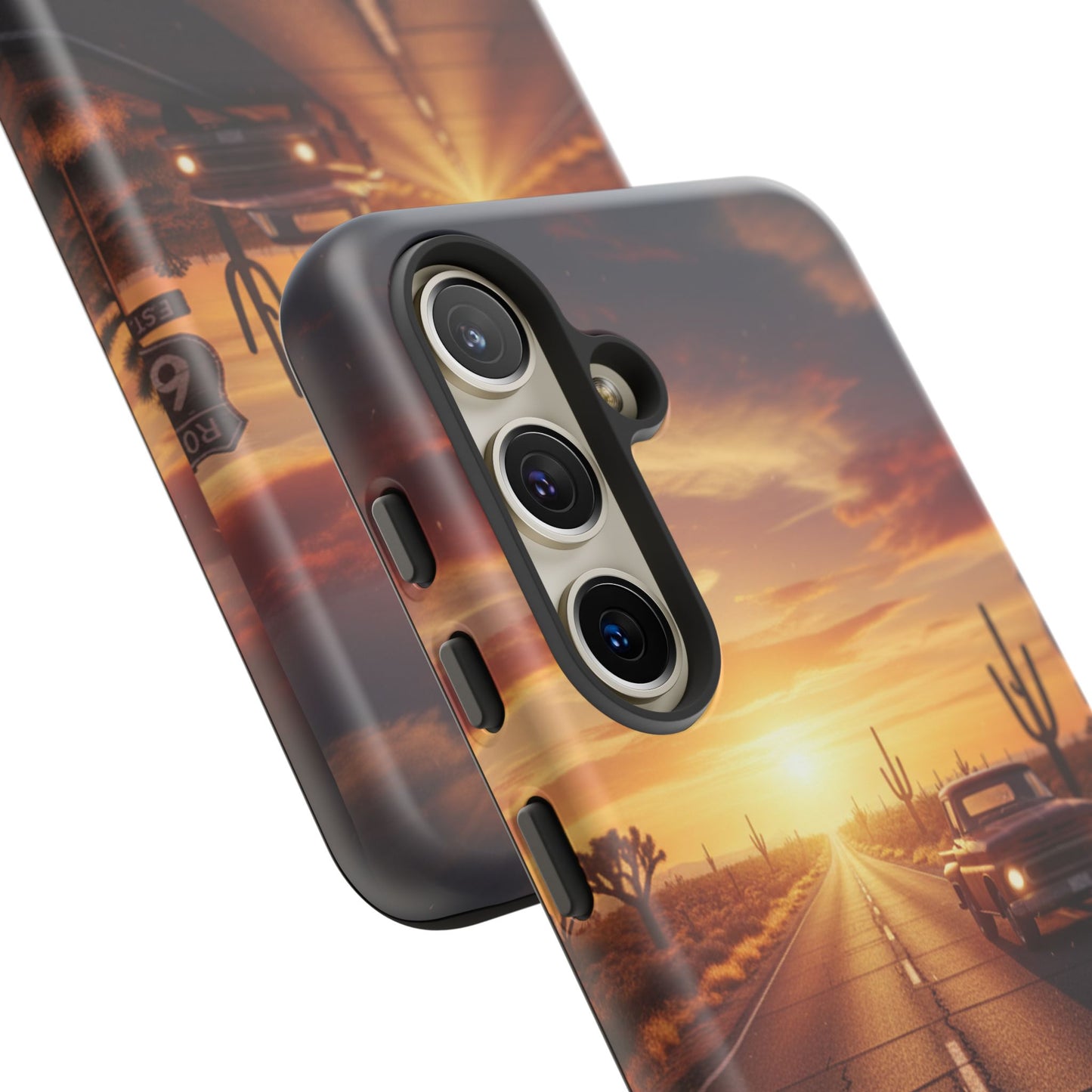 Route 66 Sunset Desert Highway Phone Case – Road Trip Travel Aesthetic Tough Case