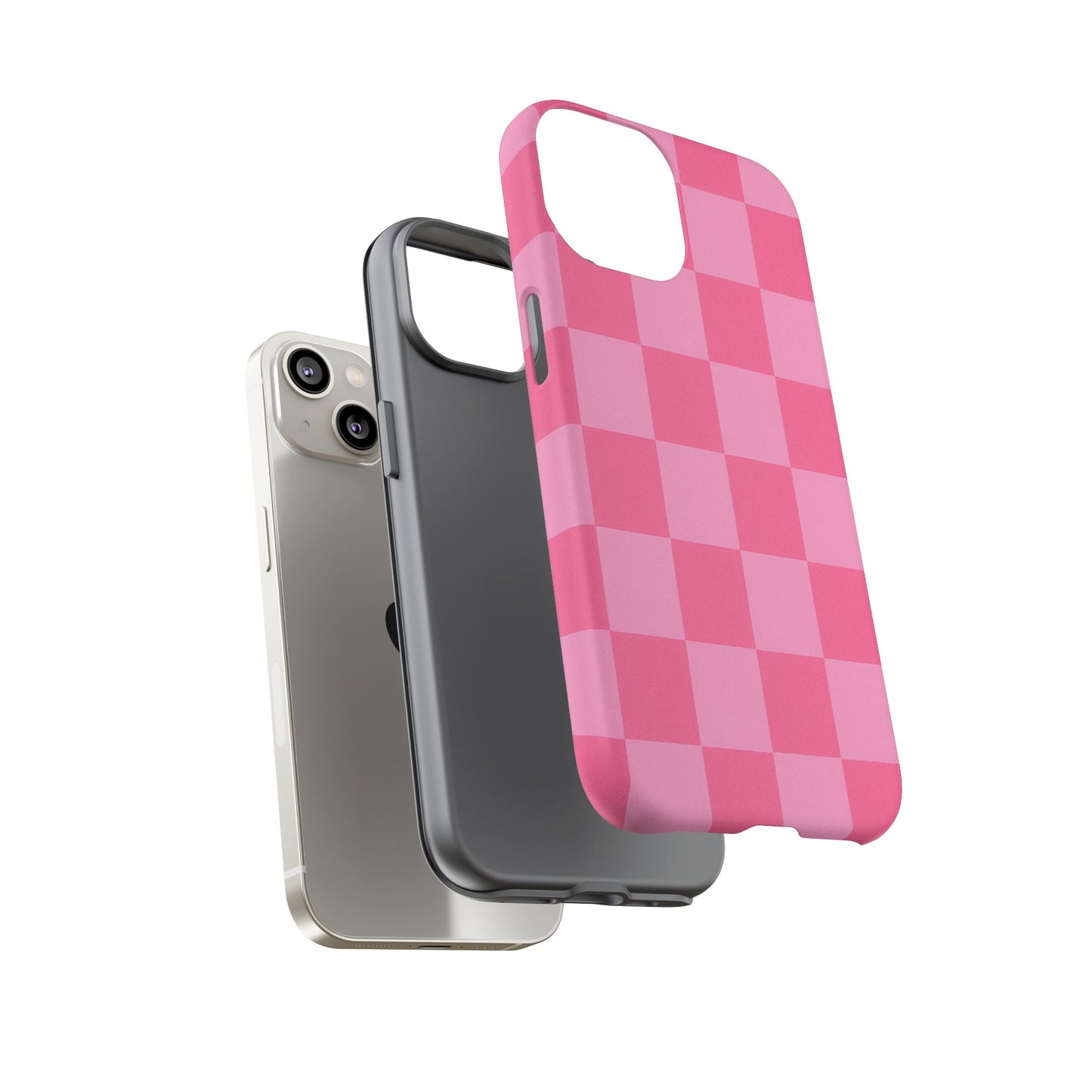 Pink Checkerboard Phone Case | Cute Aesthetic Checkered iPhone & Samsung Tough Case