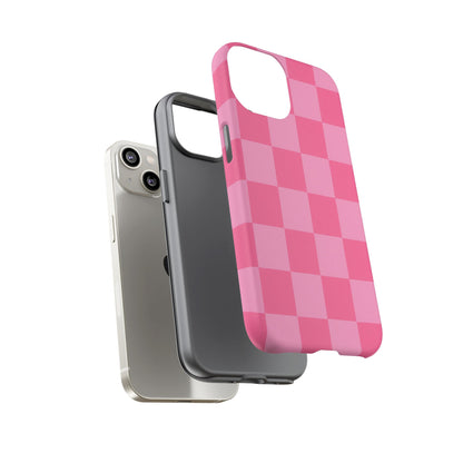 Pink Checkerboard Phone Case | Cute Aesthetic Checkered iPhone & Samsung Tough Case