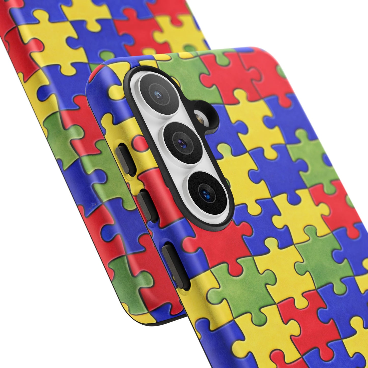 Colorful Puzzle Phone Case, Autism Awareness Jigsaw Design, Tough Protective Case, iPhone & Samsung Case, Vibrant Puzzle Pattern