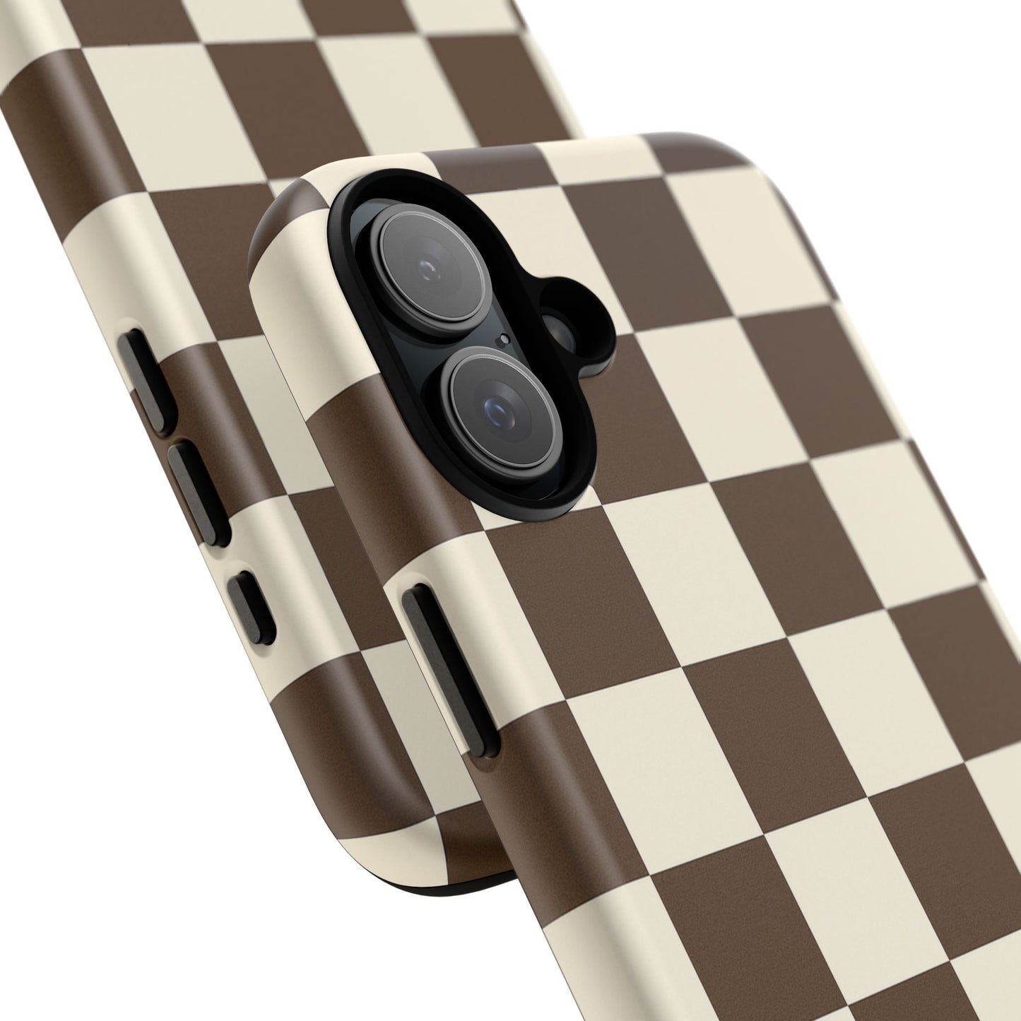 Mocha Checkerboard Phone Case | Neutral Aesthetic Tough Case