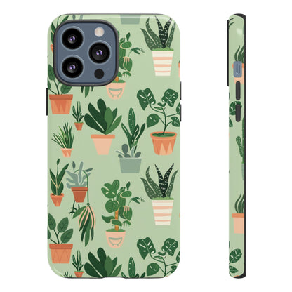 Plant Lover Phone Case | Cute Potted Plants Pattern | Botanical Aesthetic Tough Case