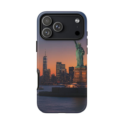 Statue of Liberty Sunset Phone Case – New York City Skyline Travel Aesthetic Tough Case