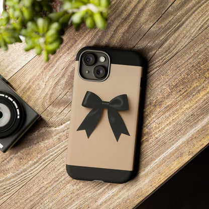 Black Bow Phone Case | Elegant Coquette Bow Design | Chic Neutral Tough Case for iPhone & Samsung