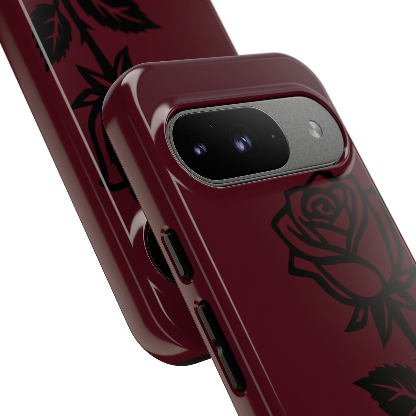 Black Rose Burgundy iPhone Case | Dark Aesthetic Shockproof Protective Cover
