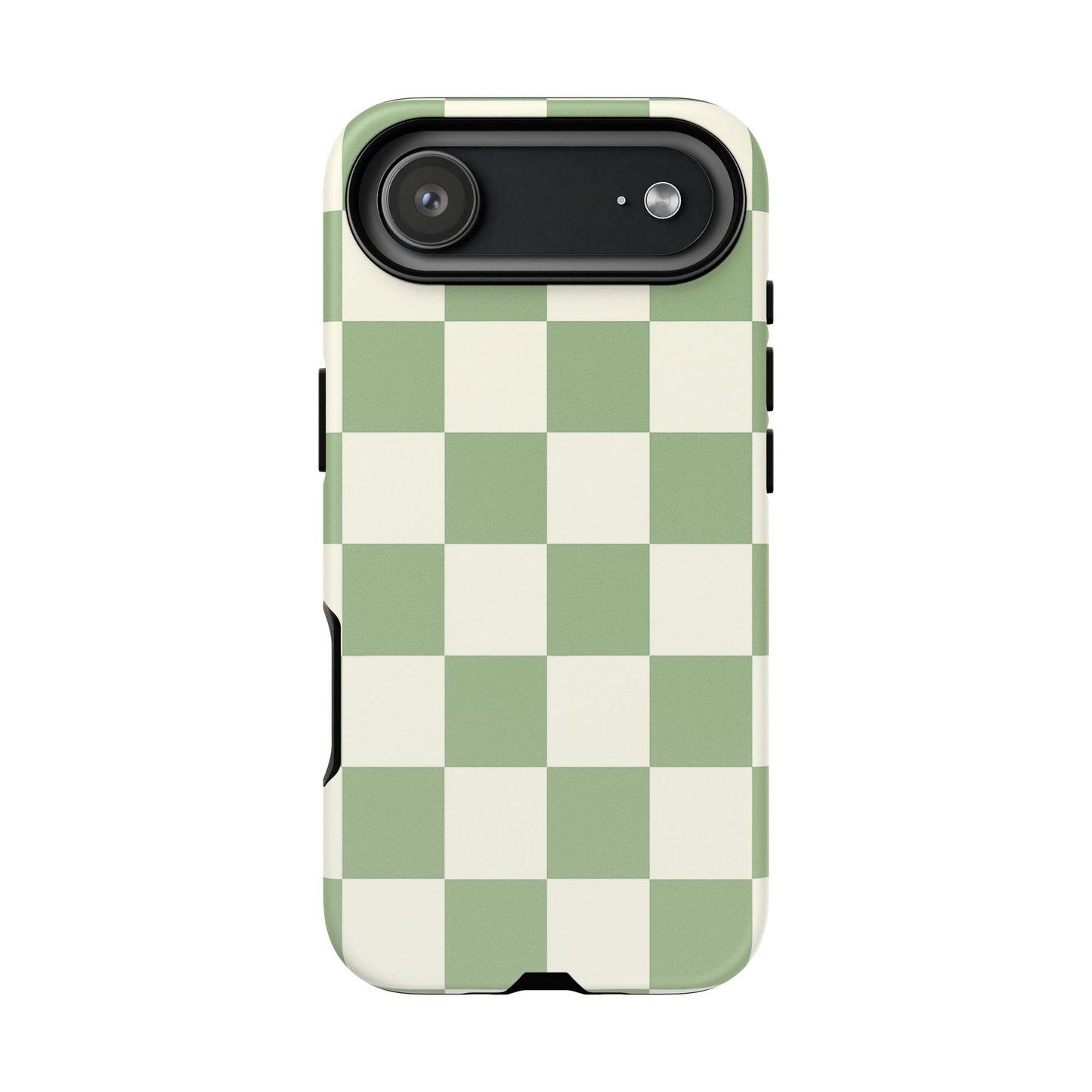 Sage Green Checkerboard Phone Case | Minimal Aesthetic Checkered iPhone & Samsung Tough Case