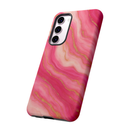 Pink Marble Phone Case | Rose Gold Swirl Aesthetic Tough Protective Case