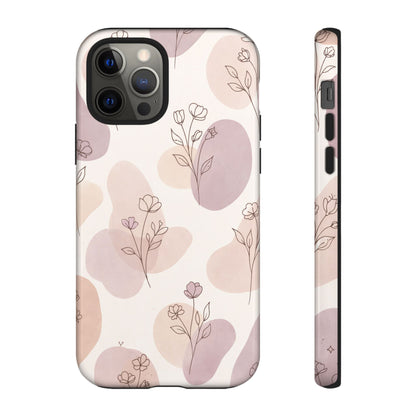 Blush Floral Phone Case Neutral Botanical Watercolor Tough Cover