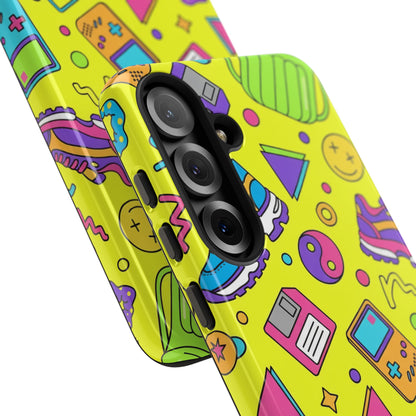 90s Retro Neon Phone Case – Y2K Nostalgia Colorful Icons Tough Protective Case