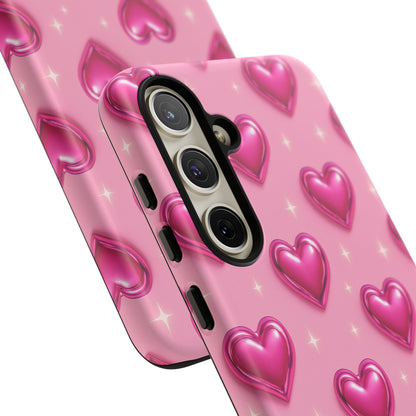 Pink Heart Pattern Phone Case | Tough Protective Case for Iphone, Samsung Galaxy and Pixel