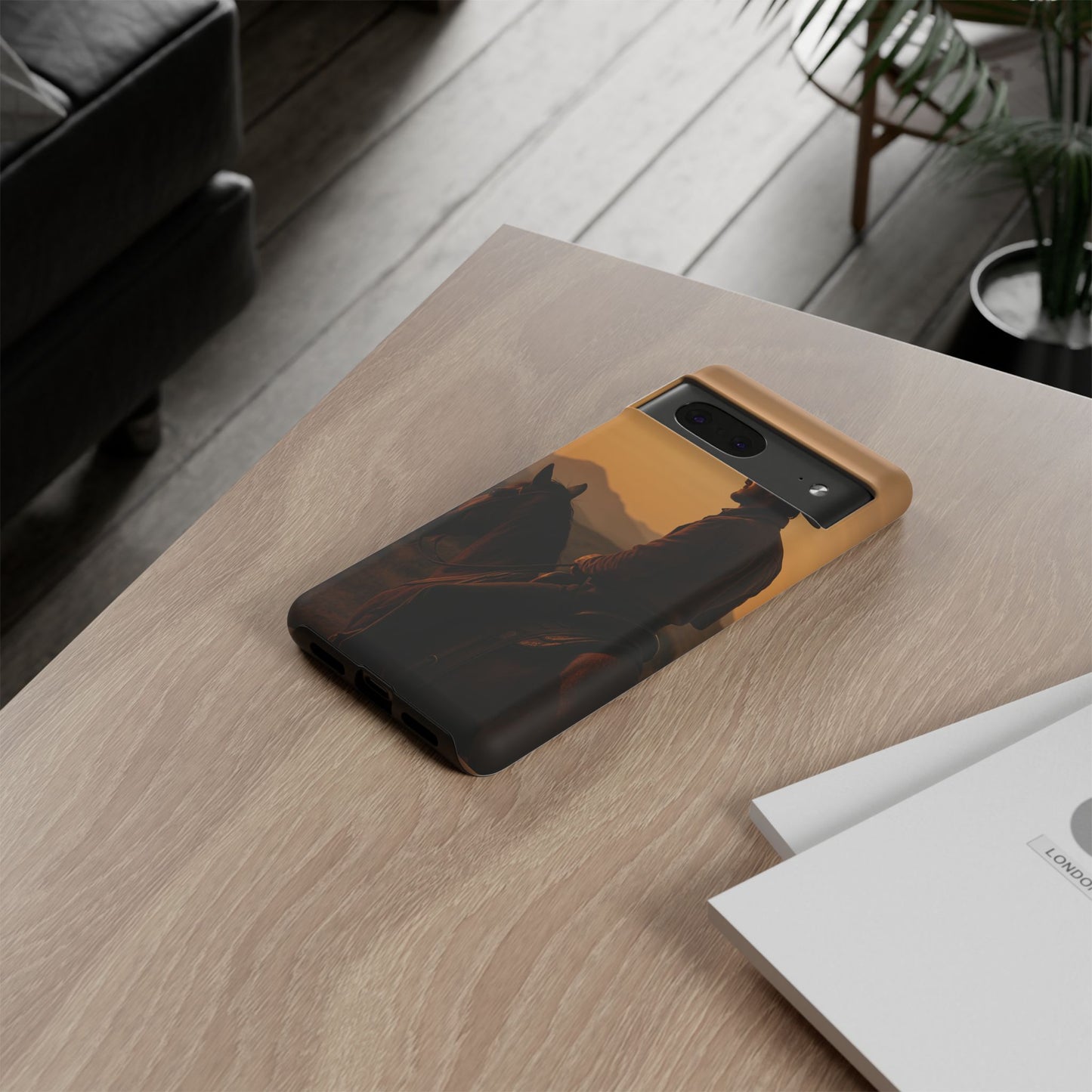 Western Cowboy Sunset Phone Case | Horse Rider Desert Aesthetic Tough Protective Case