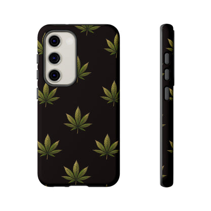 Cannabis Leaf Phone Case Green Weed Leaf Pattern Tough Protective Cover